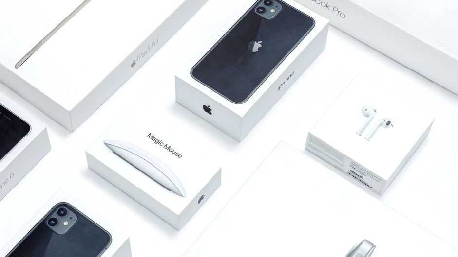 Apple製品の化粧箱が並ぶ様子(Apple Home Collectionのイメージ)